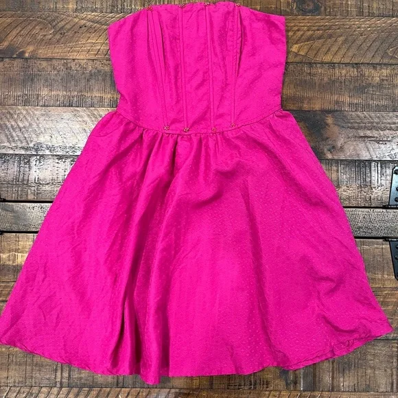 Free People Pink Strapless Fit and Flare Mini Dress - Picture 1 of 4